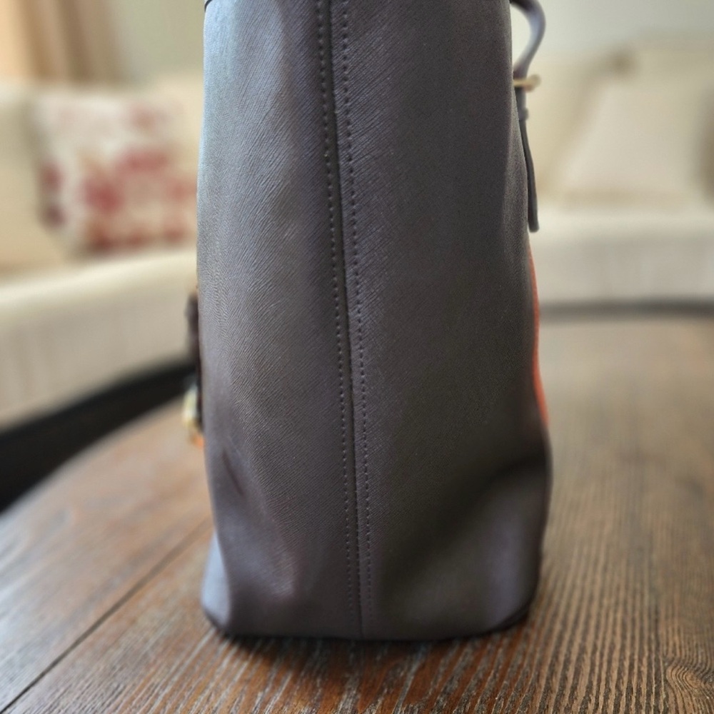Michael Kors Two-Tone Orange and Brown Tote - Picture 3 of 9